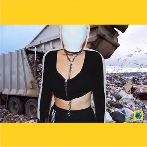 ‘SAVE THE WORLD’ ribbed long sleeve shirt